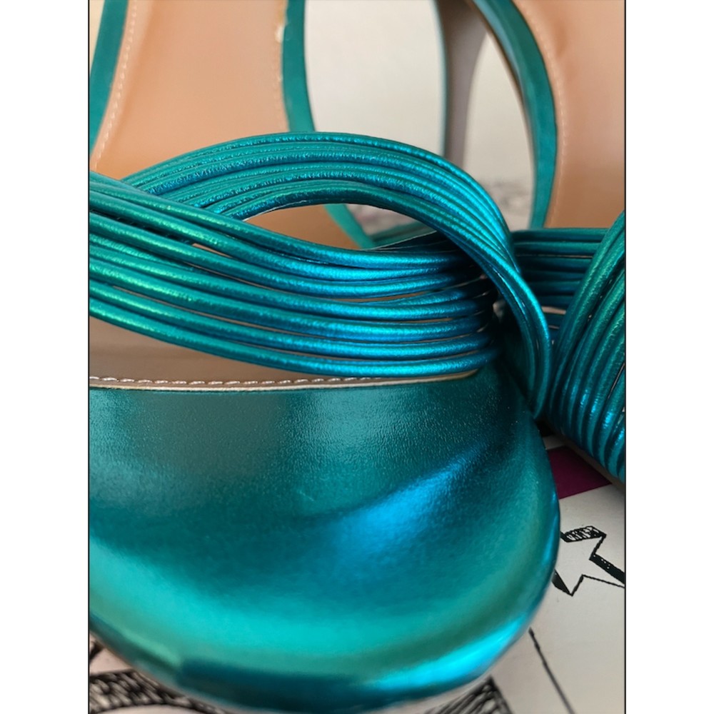 NEW -Brash Metallic Turquoise Blue Odessa Heels - Sz 9.5 - Picture 5 of 11